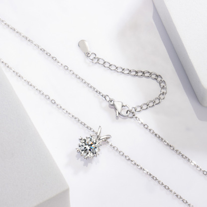 1Ct Moissanite Hexagram Snowflake Necklace in 925 Sterling Silver