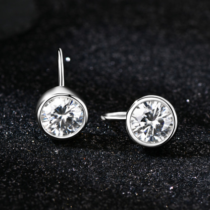 4Ct Moissanite Bezel-Set French Hook Earrings in 925 Silver