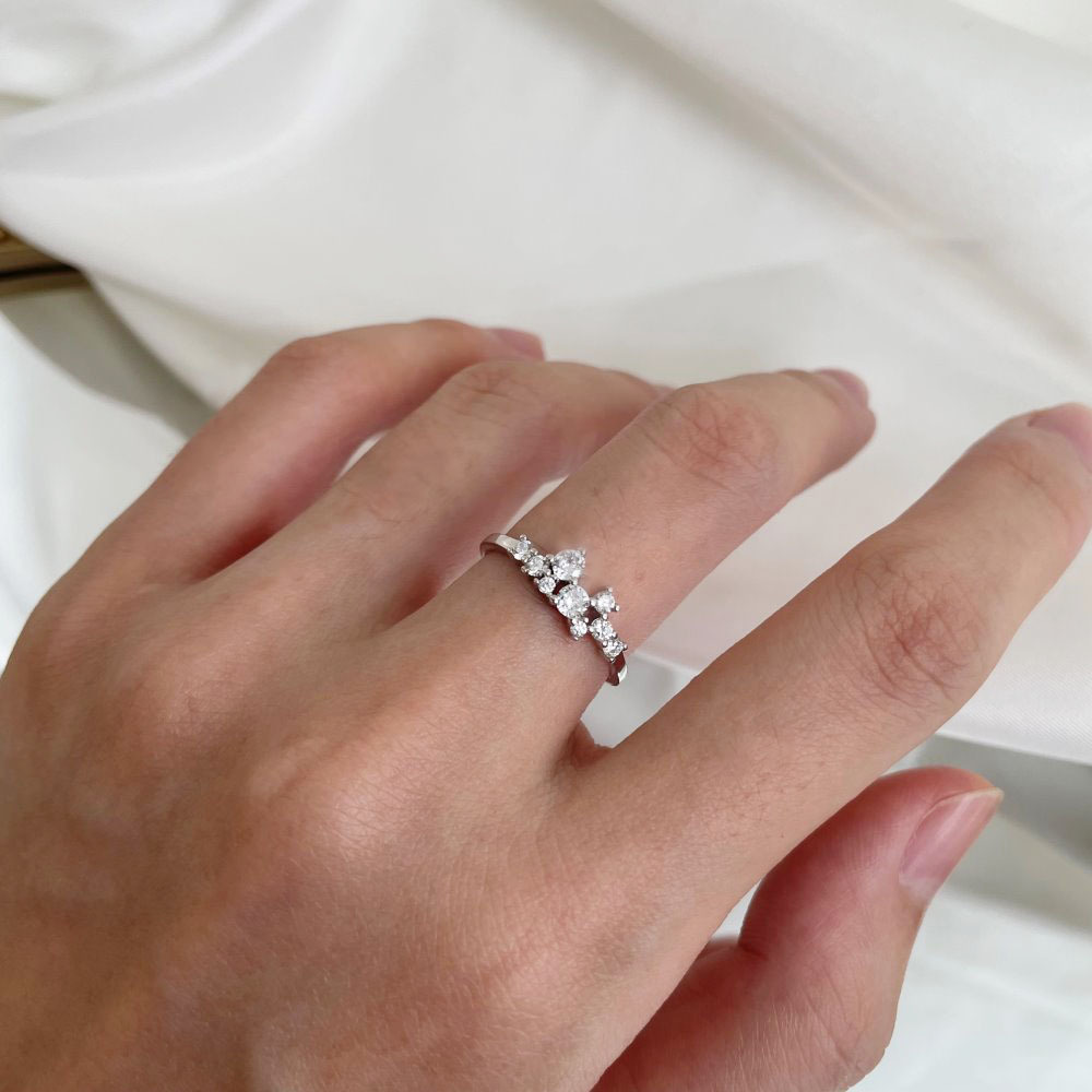 Sterling Silver Irregular Design Delicate Multi-Stone Wedding Band