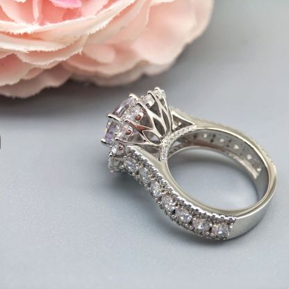 4Ct Round Cut Engagement Ring In Sterling Silver