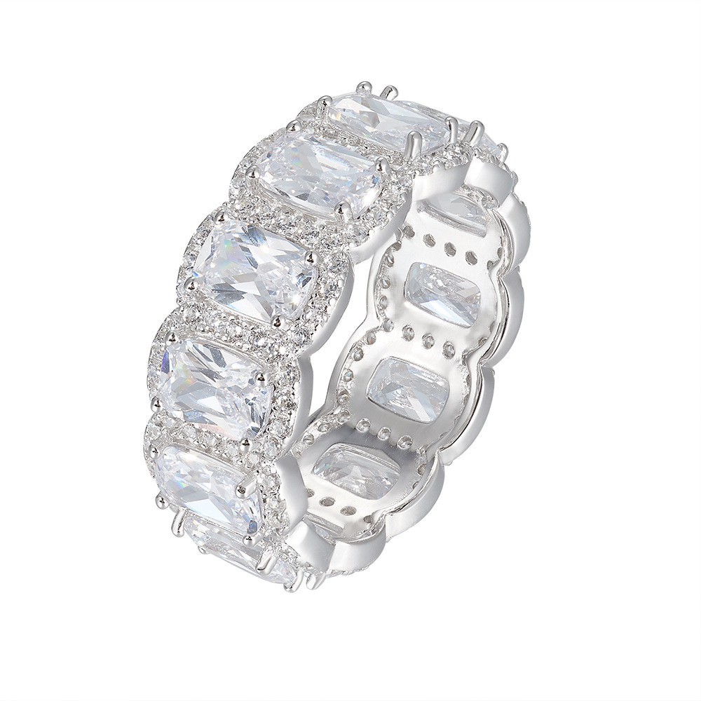 Cushion Cut Wedding Band in Sterling Silver