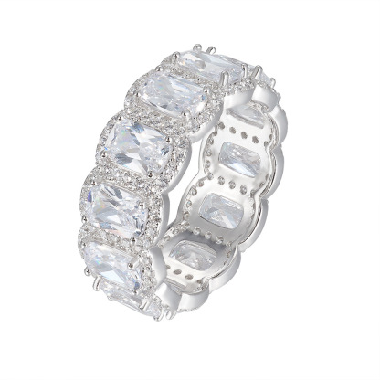 Cushion Cut Wedding Band in Sterling Silver
