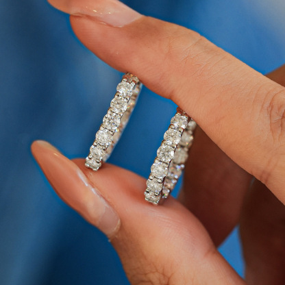 2.6Ct Moissanite Full Pave Huggie Earrings