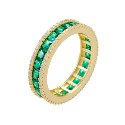 Full Pavé Sparkle Ring  Princess Cut Wedding Band In Sterling Silver