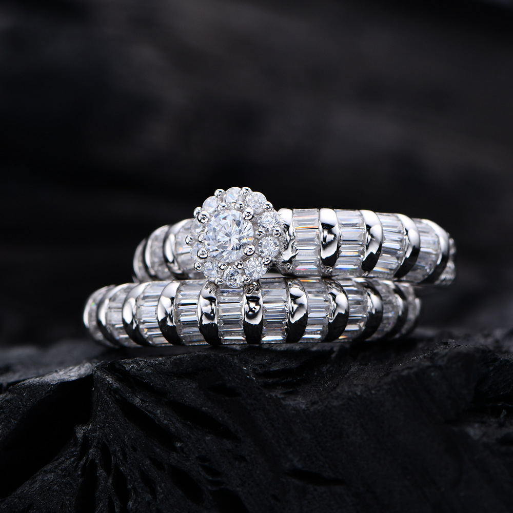 1Ct Elegant Round Cut Halo Wedding Bridal Set-Sterling Silver-lornajewelry