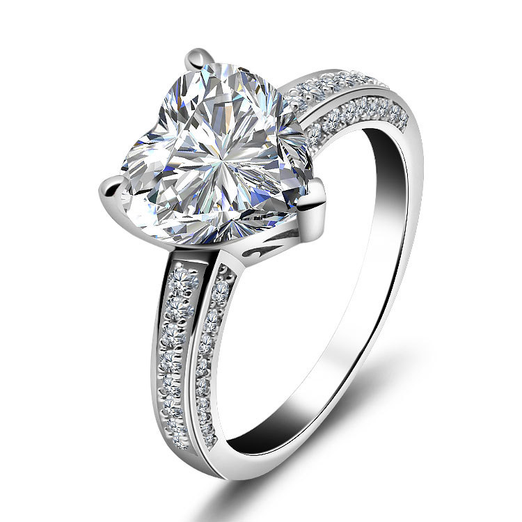 3.5Ct Heart Cut Exquisite Pave Engagement Ring in Sterling Silver