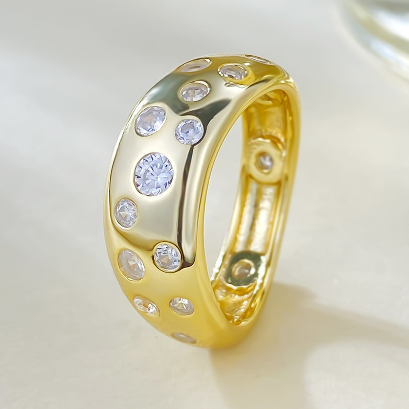 Yellow Gold Round Cut Bezel Setting Band-Sterling Silver-lornajewelry