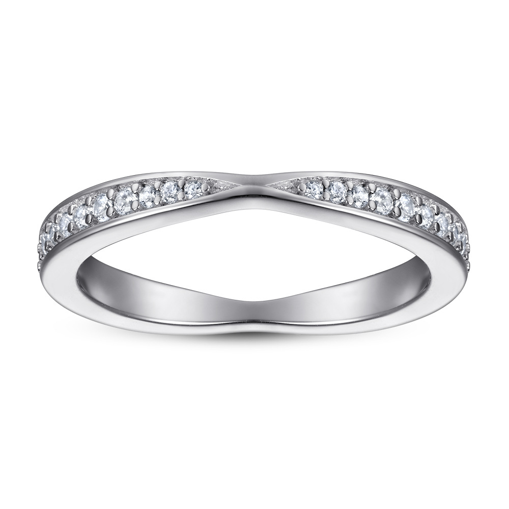 Sterling Silver Eternity Rose Gold White Wedding Band