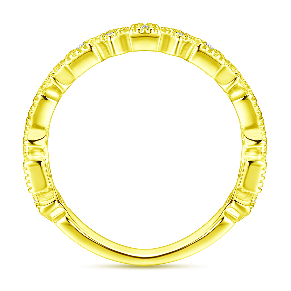 Sterling Silver Geometric Shape White Yellow Gold Rose Gold Wedding Band