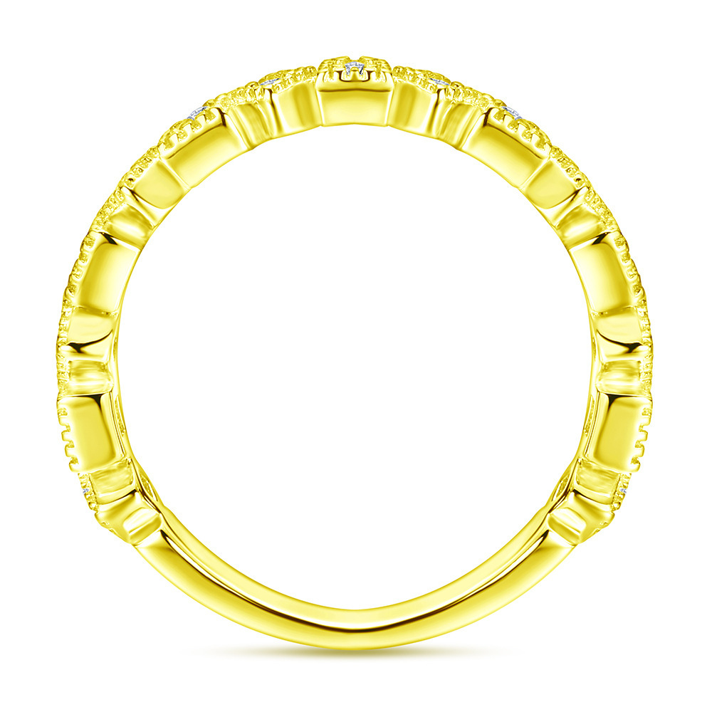 Sterling Silver Geometric Shape White Yellow Gold Rose Gold Wedding Band