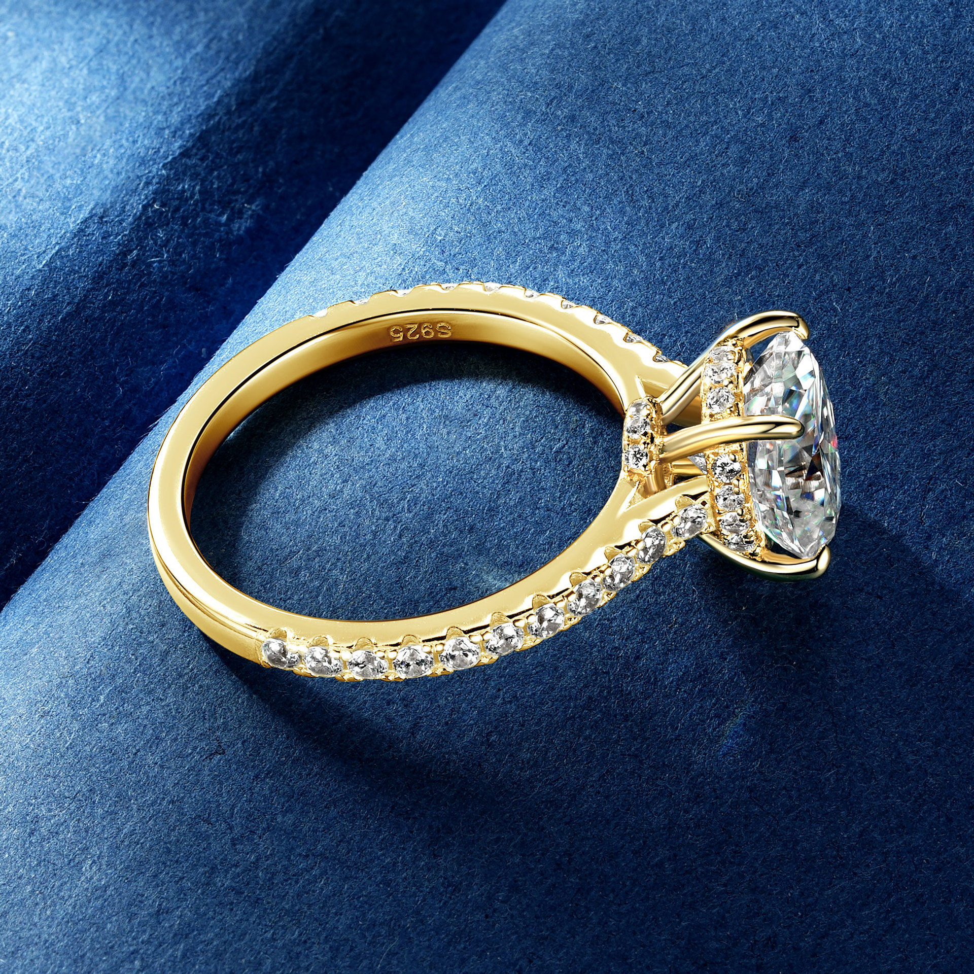 3Ct Moissanite Oval Cut Pave Romantic Luxury Design Engagement Ring in Sterling Silver