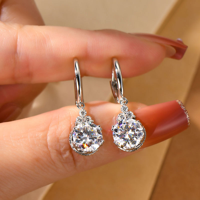 4Ct Moissanite Multi-Stone Drop Hoop Earrings in 925 Silver