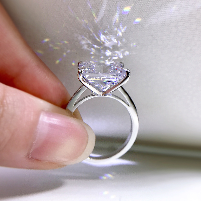 8.5Ct Princess Cut White Four Prong Ring-Sterling Silver-lornajewelry