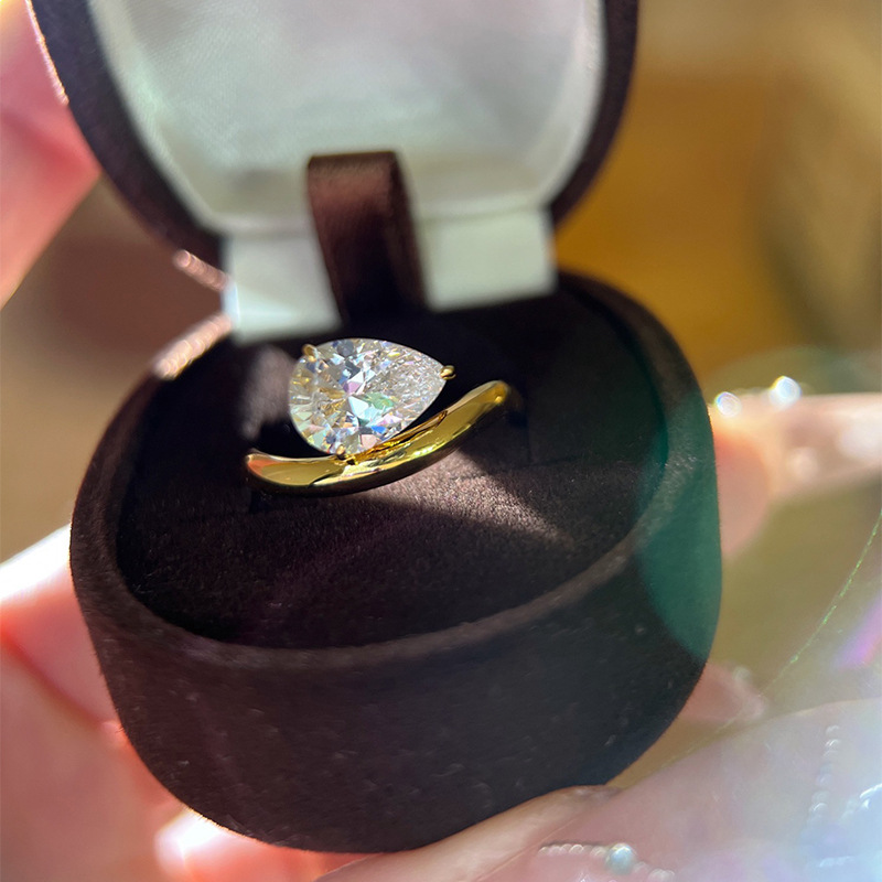 2.5Ct Pear Cut White Gemstone Modern Design Ring-Sterling Silver-lornajewelry