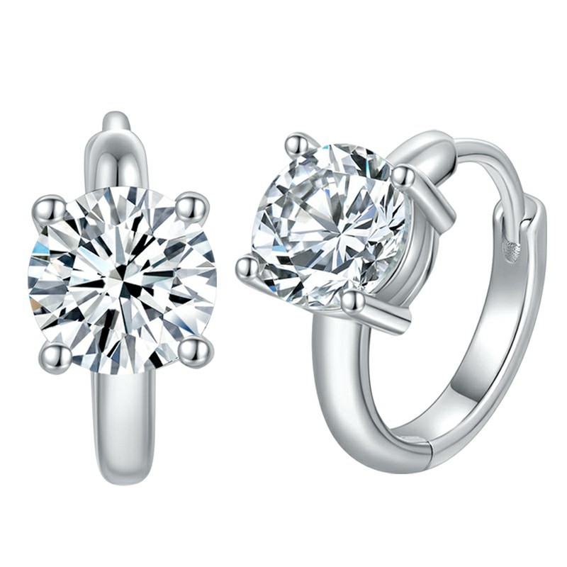 2Ct Moissanite Four-Prong Hoop Earrings