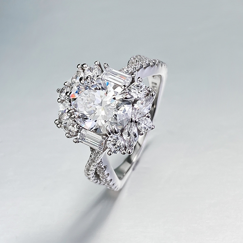 1.5Ct White Oval Cut Prong Setting Classic Style Ring-Sterling Silver-lornajewelry