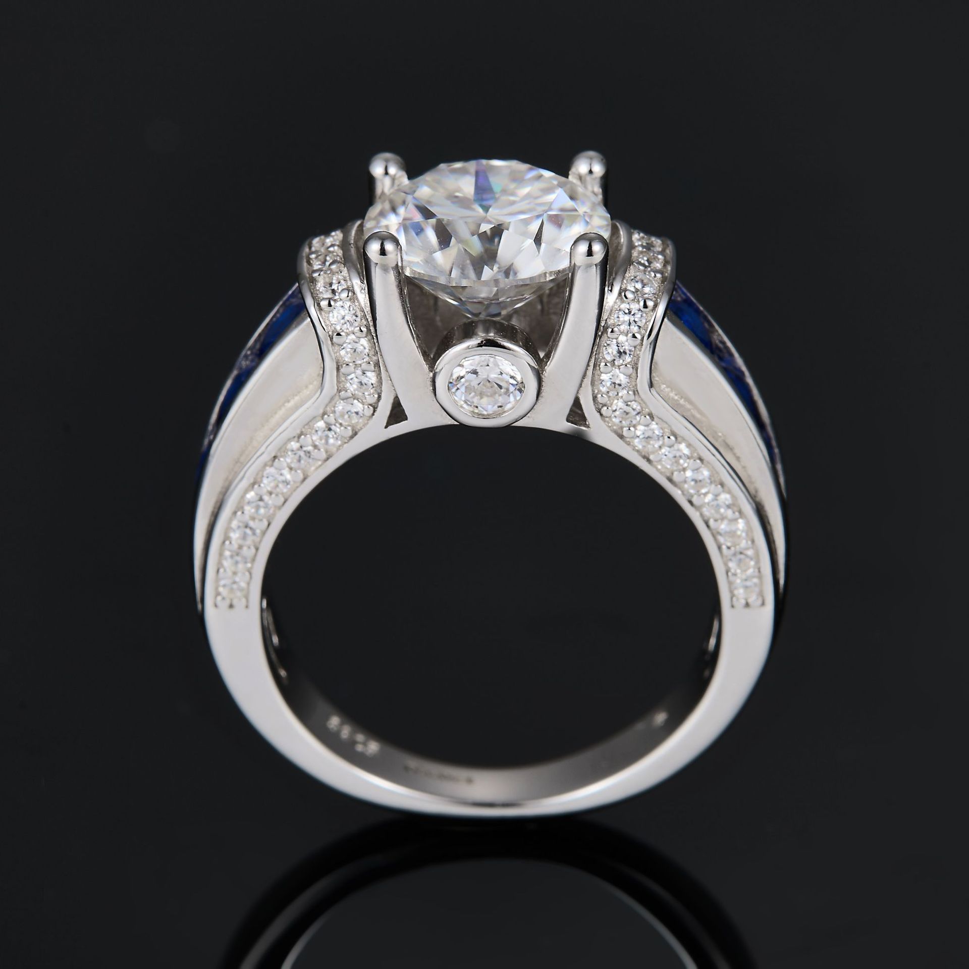 3Ct Round Cut Moissanite Two-Tone Hip Hop Style Sterling Silver Engagement Ring