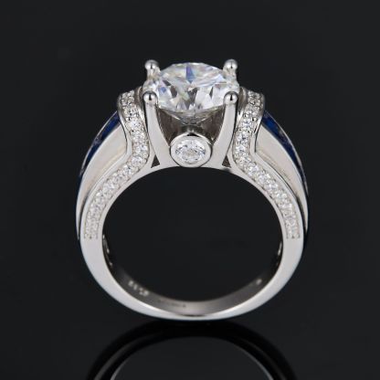 3Ct Round Cut Moissanite Two-Tone Hip Hop Style Sterling Silver Engagement Ring