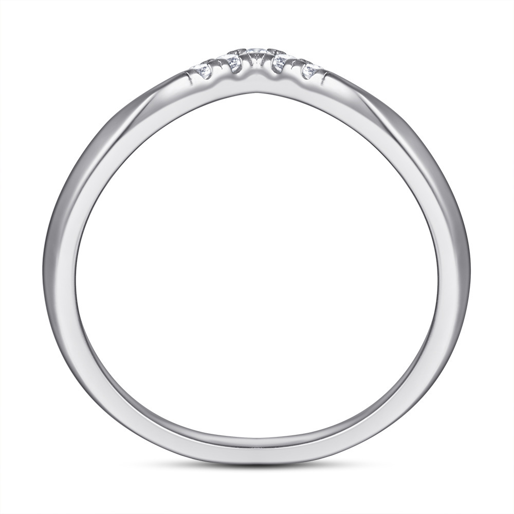 V-shape Rose Gold White Wedding Band