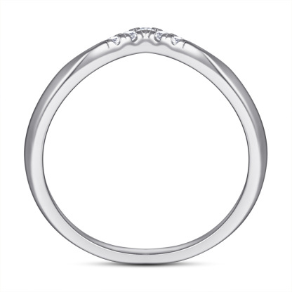 V-shape Rose Gold White Wedding Band