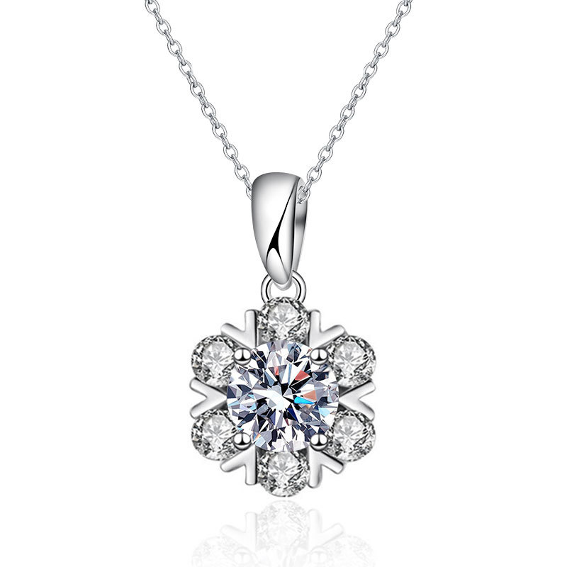 2Ct Moissanite Snowflake Necklace in 925 Sterling Silver-Sterling Silver-lornajewelry