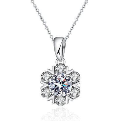 2Ct Moissanite Snowflake Necklace in 925 Sterling Silver-Sterling Silver-lornajewelry