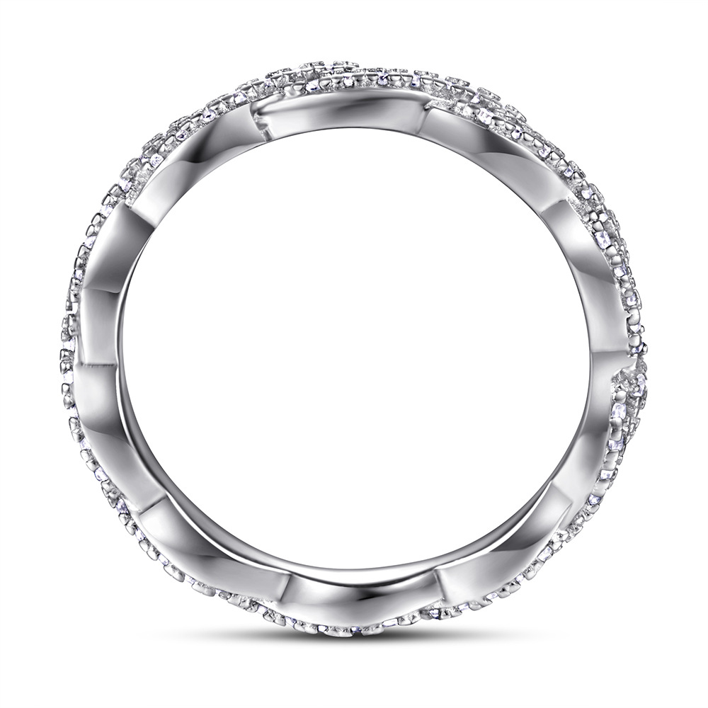 Elegant Pave Twist Eternity Wedding Band for Women In Sterling Silver