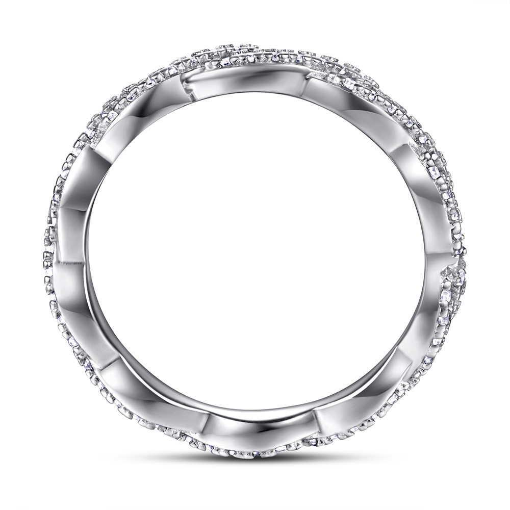 Elegant Pave Twist Eternity Wedding Band for Women In Sterling Silver