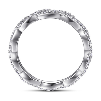 Elegant Pave Twist Eternity Wedding Band for Women In Sterling Silver