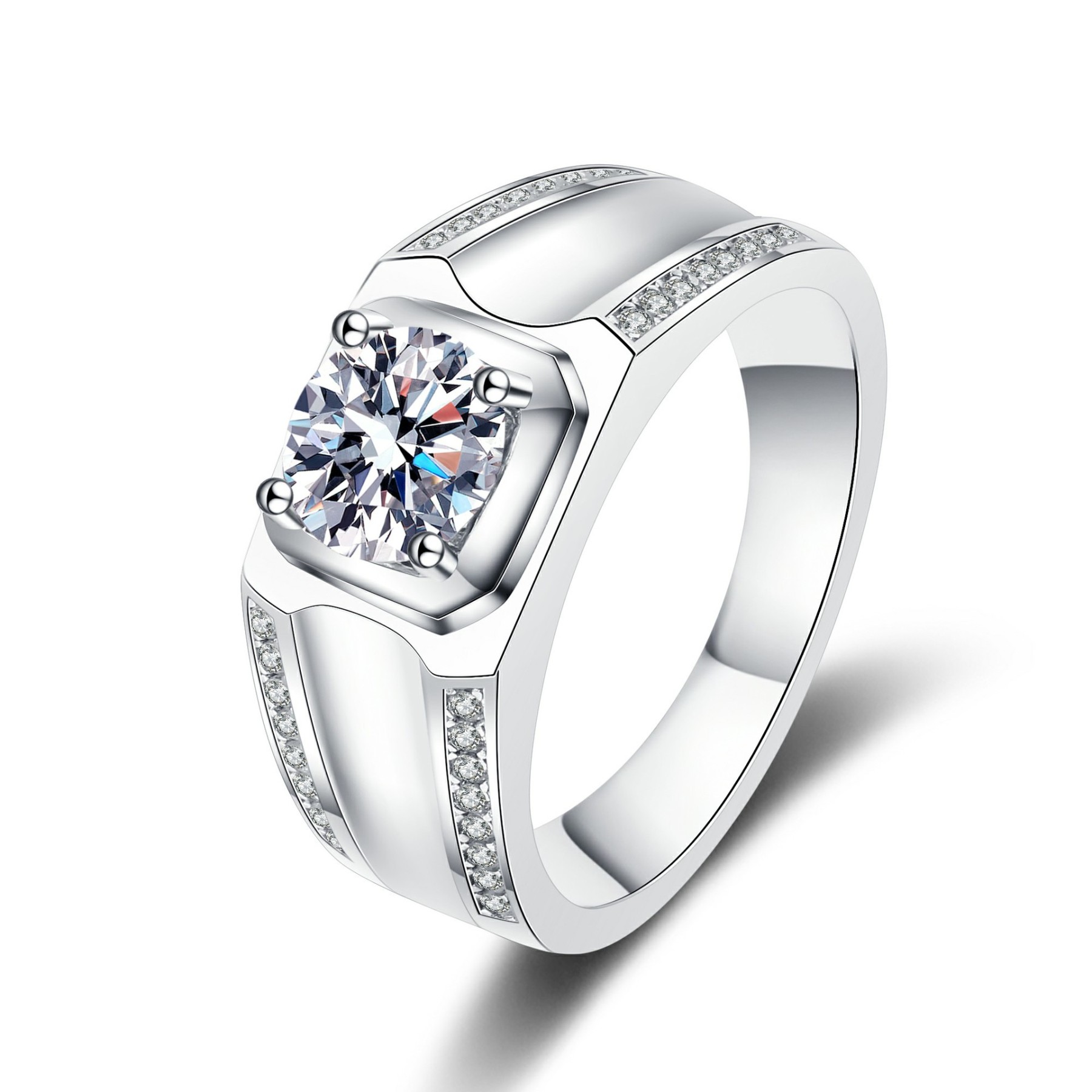 1.5Ct Moissanite White Round Cut Halo Infinity Style Wedding Ring Set-lornajewelry