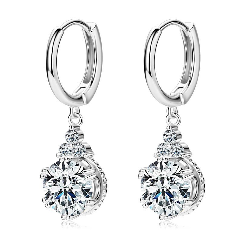 4Ct Moissanite Multi-Stone Drop Hoop Earrings in 925 Silver