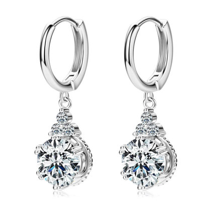4Ct Moissanite Multi-Stone Drop Hoop Earrings in 925 Silver