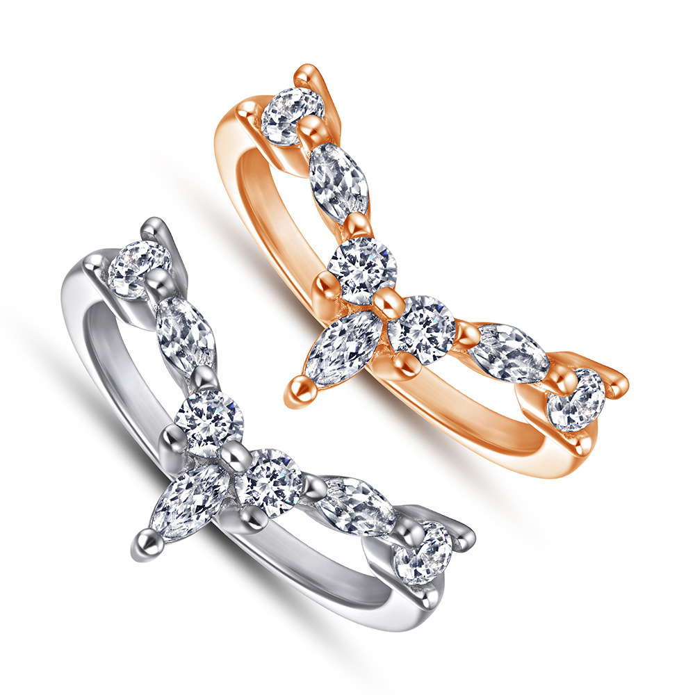 S925 Sterling Silver Crown Bridal Rings for Wedding V Design Ring Dazzling Marquise Wedding Band 