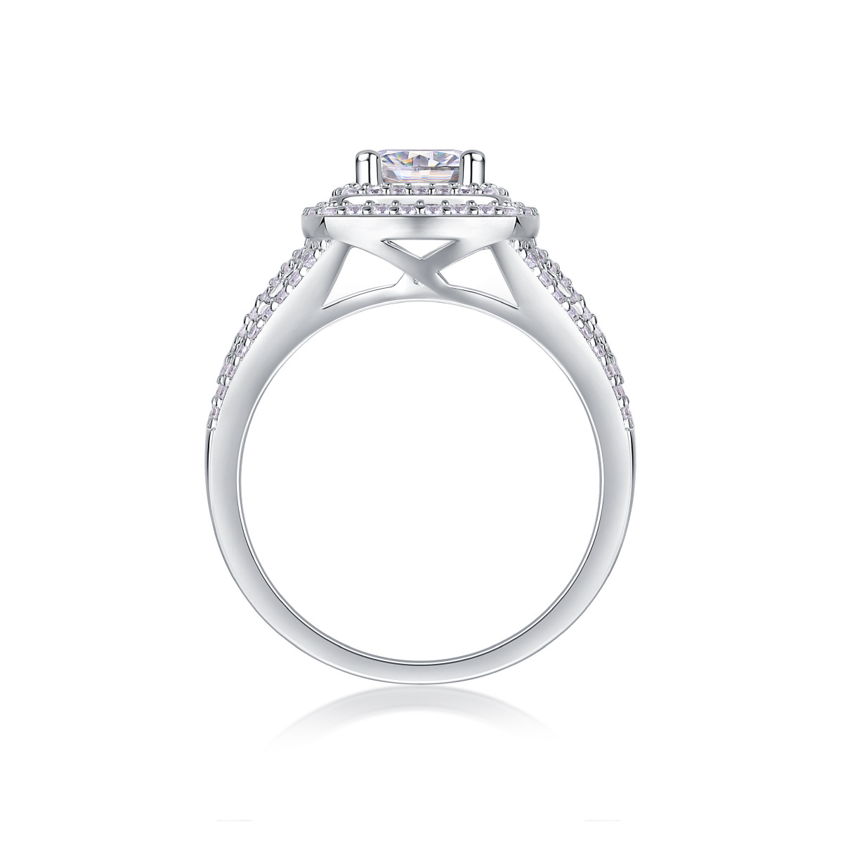 1Ct Round Cut MoissaniteRadiant Elegance Luxurious Pave Setting Sterling Silver Engagement Ring