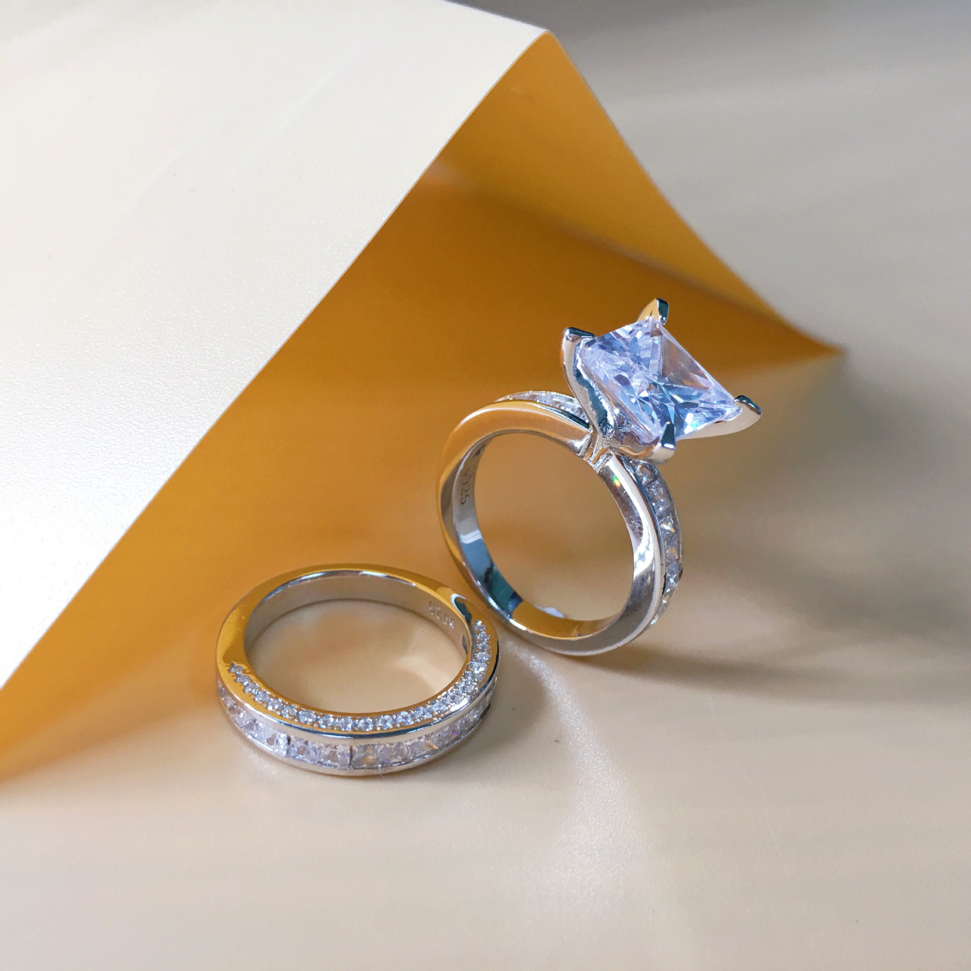 3Ct Moissanite 4-Prong Wedding Ring Set For Women In Sterling Silver