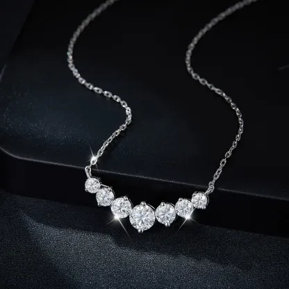 Moissanite Seven-Stone Classic Smile Necklace