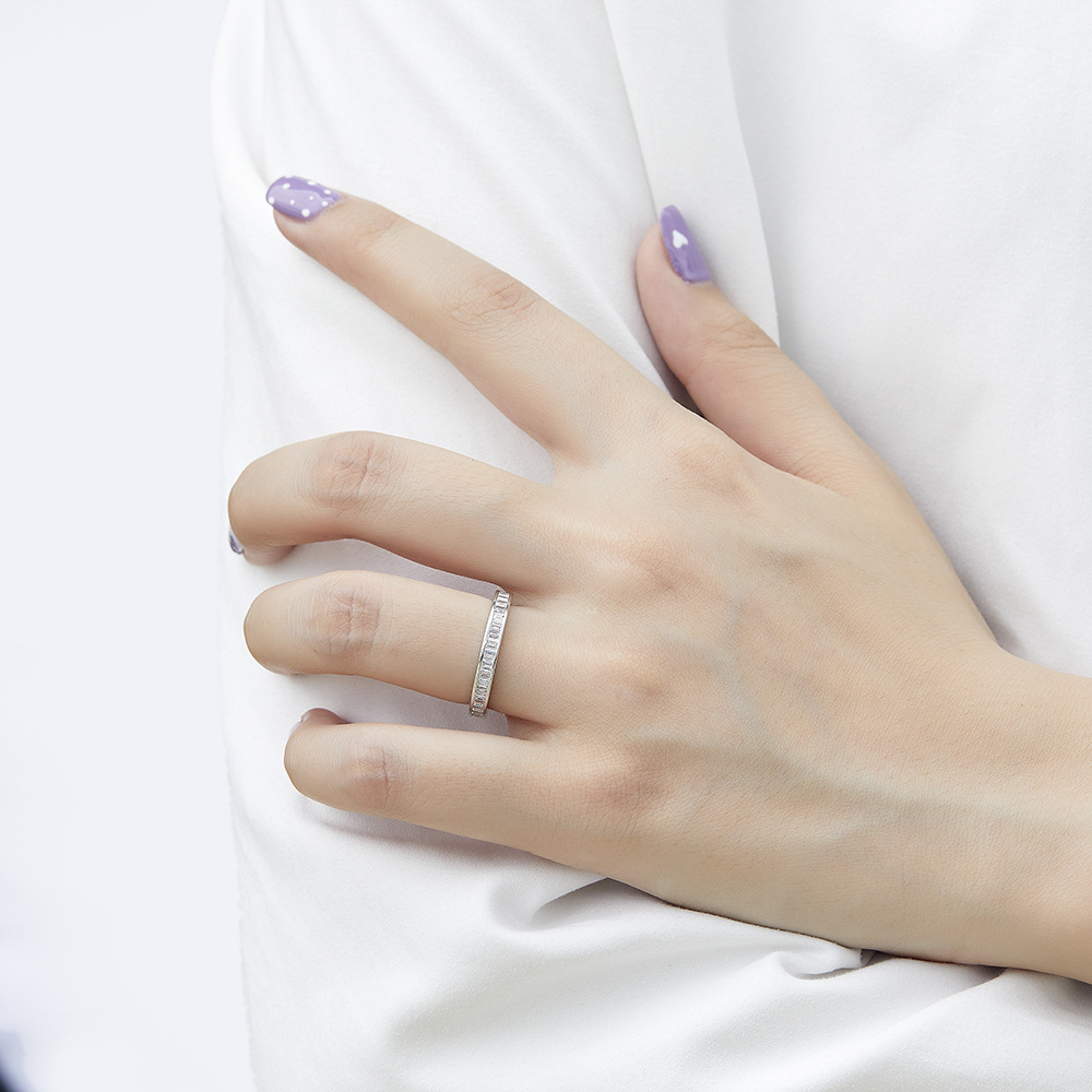 Sterling Silver Channel Set Cubic White Wedding Band