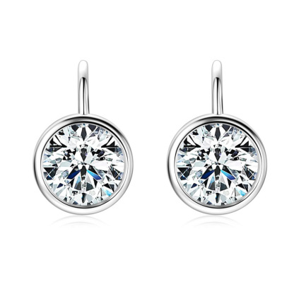 4Ct Moissanite Bezel-Set French Hook Earrings in 925 Silver
