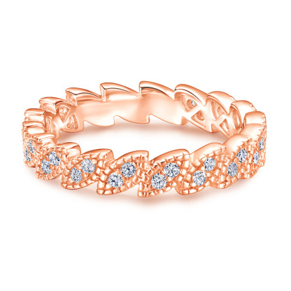 925 Sterling Silver Leaf Promise Yellow Gold Rose Gold White Wedding Band