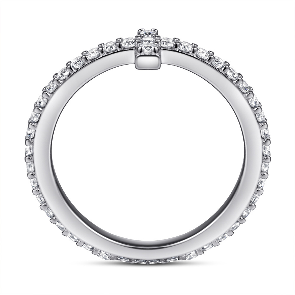 Plain Simple Sterling Silver Shape Design Rose Gold White Wedding Band