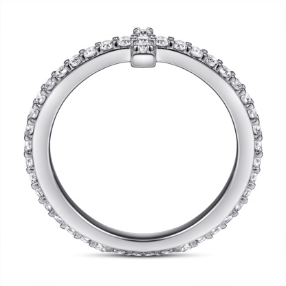 Plain Simple Sterling Silver Shape Design Rose Gold White Wedding Band