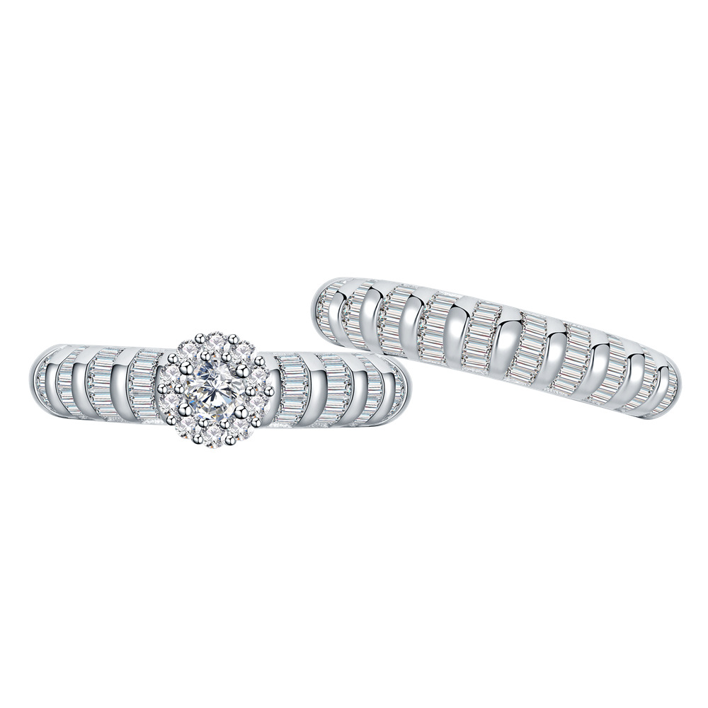 1Ct Elegant Round Cut Halo Wedding Bridal Set-Sterling Silver-lornajewelry