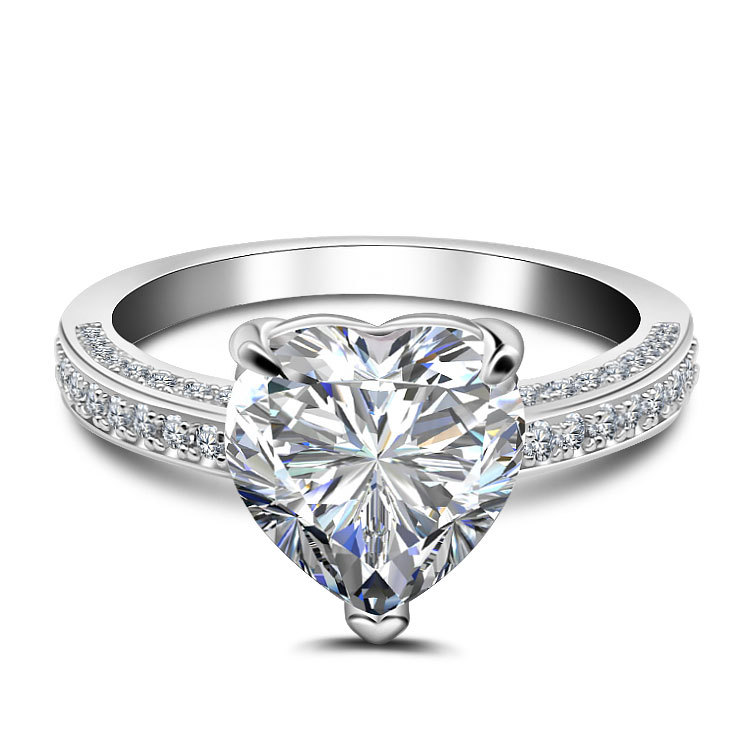 3.5Ct Heart Cut Exquisite Pave Engagement Ring in Sterling Silver
