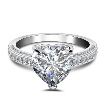 3.5Ct Heart Cut Exquisite Pave Engagement Ring in Sterling Silver
