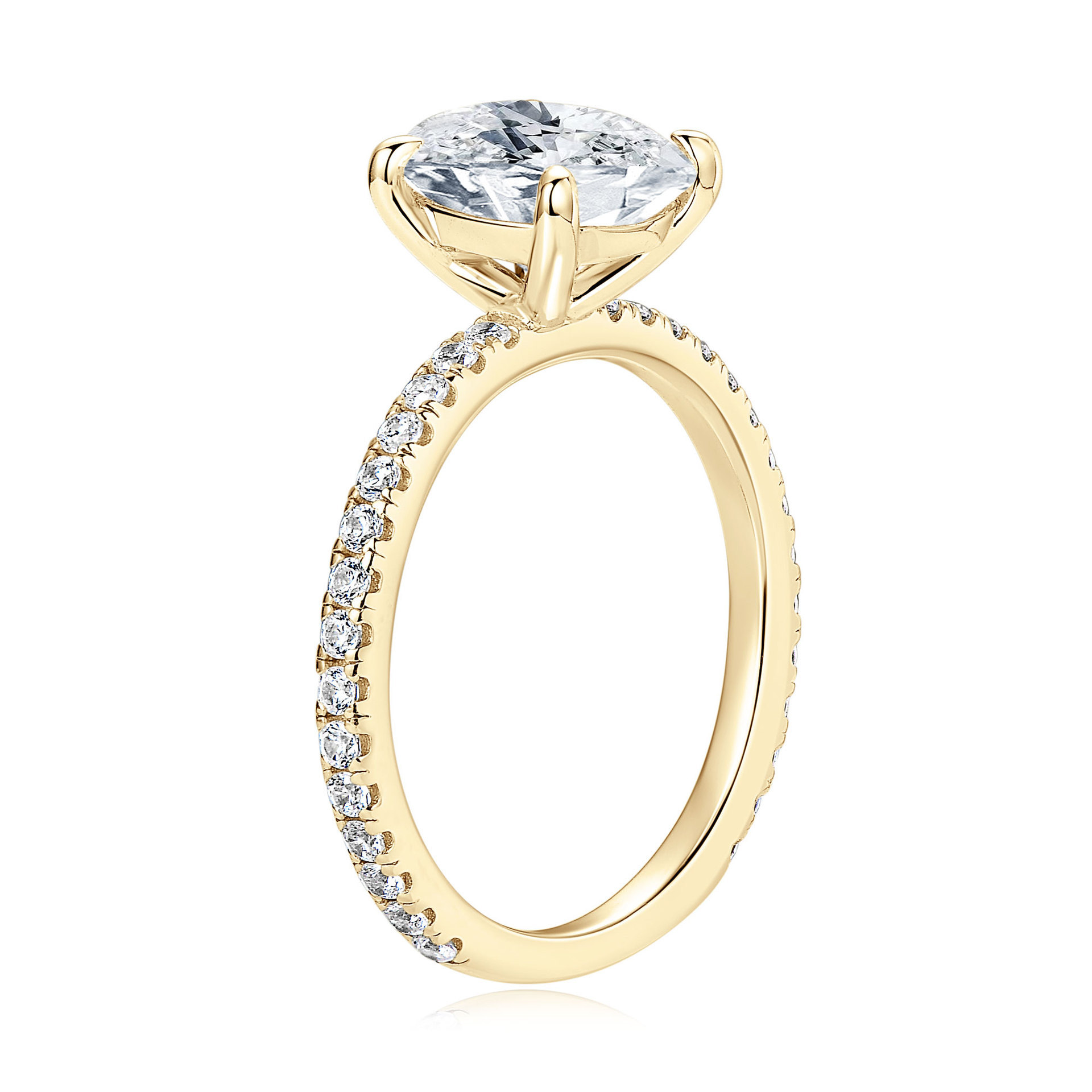 3Ct Moissanite Oval Cut Pave Elegant Design Engagement Ring in Sterling Silver