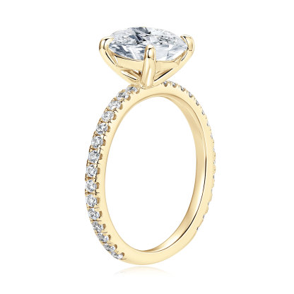 3Ct Moissanite Oval Cut Pave Elegant Design Engagement Ring in Sterling Silver