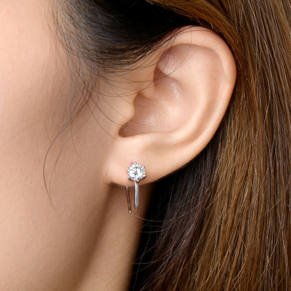 Moissanite Six-Prong French Hook Earrings in 925 Silver