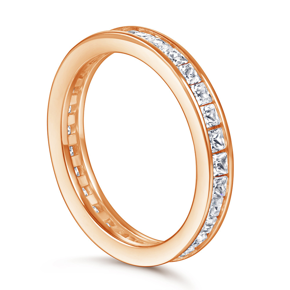 Vintage Aesthetic Fashion S925 Sterling Silver Simple Elegant Design Anniversary Rose Gold White Wedding Band