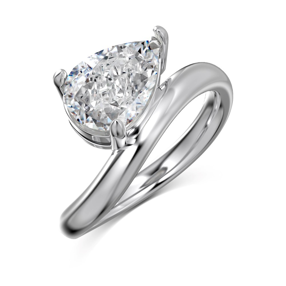 2.5Ct Pear Cut White Gemstone Modern Design Ring-Sterling Silver-lornajewelry