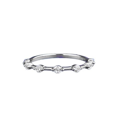Fashion Design White Gold Round Cut Women's Wedding Band In Sterling Silver